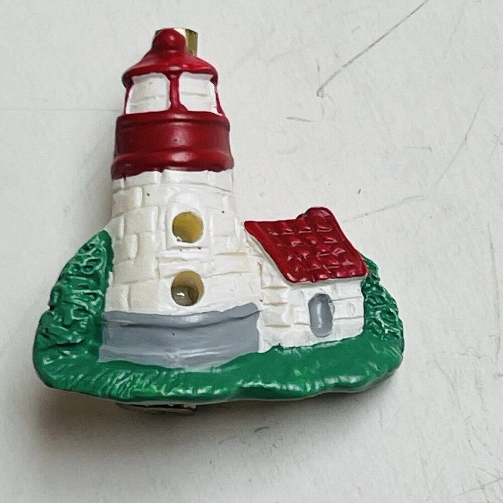 Red White Lighthouse Lapel Pin Brooch Memorabilia